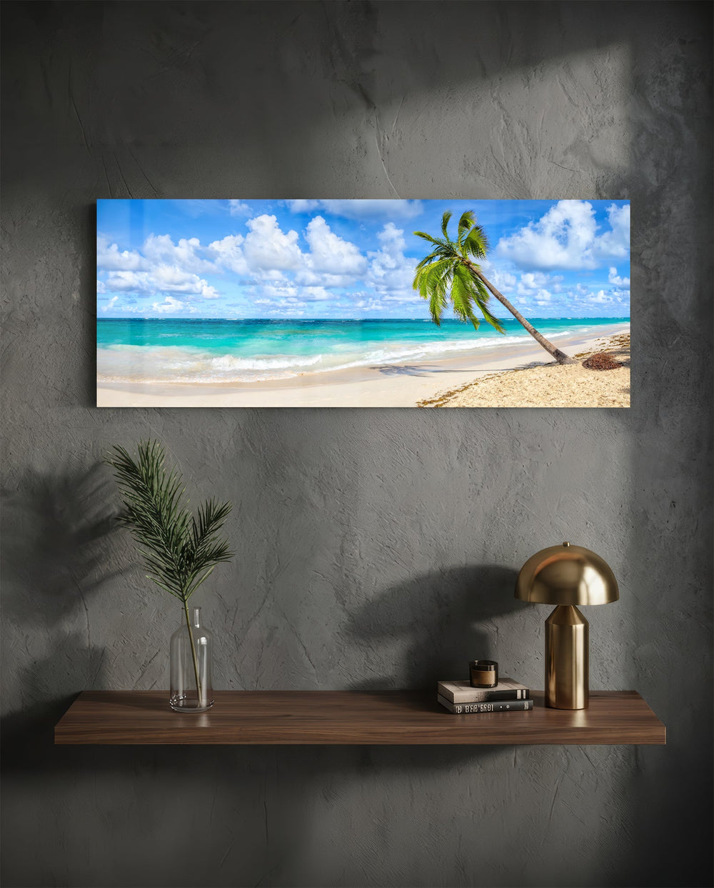 Palm Tree Glass Wall Art (36"x14") lifestyle preview D