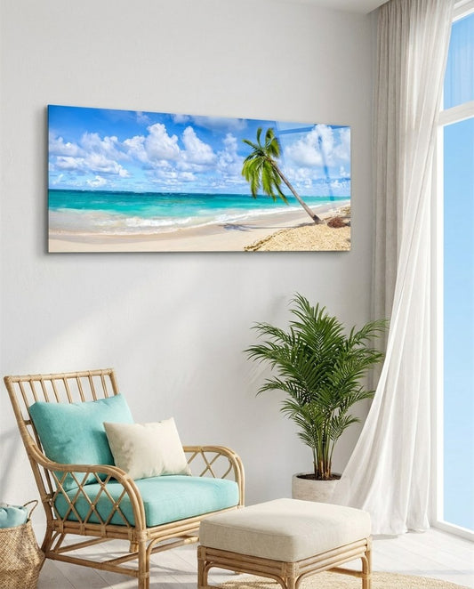 Palm Tree Glass Wall Art (36"x14")