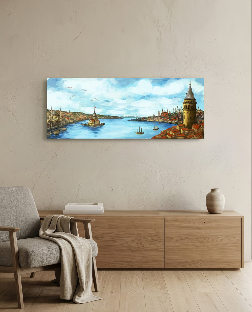Old Istanbul Glass Wall Art (36"x14") lifestyle preview A