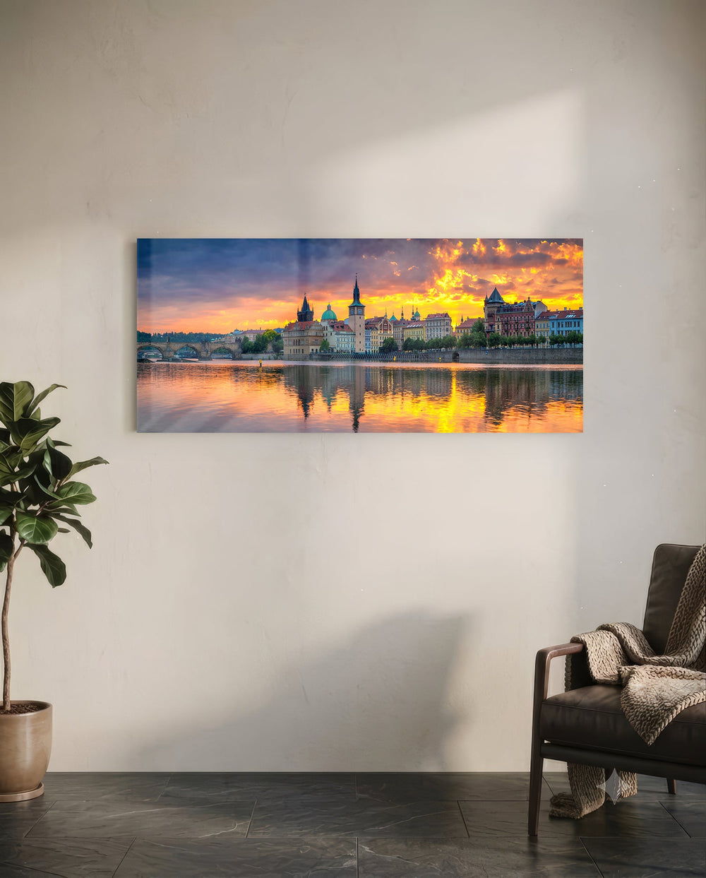 Prague Glass Wall Art (36"x14") lifestyle preview C