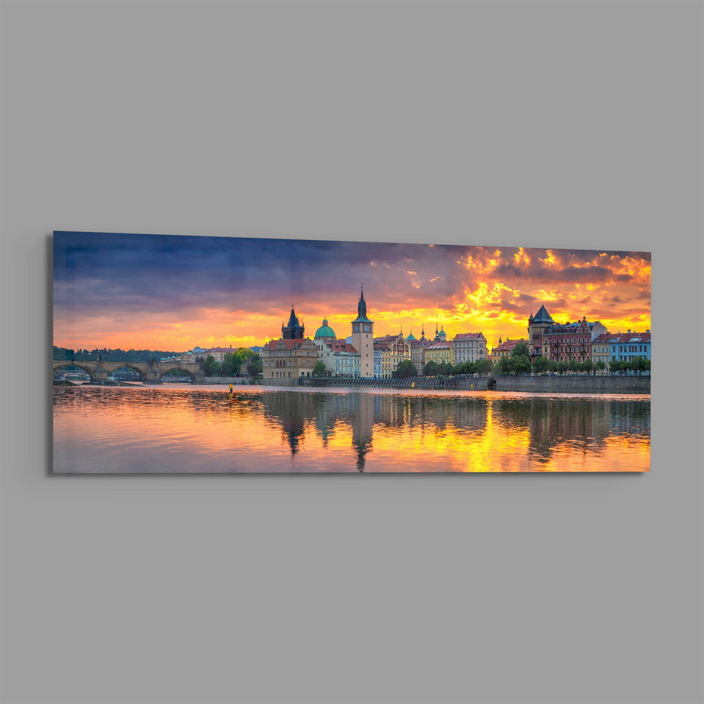 Prague Glass Wall Art (36"x14") lifestyle preview E