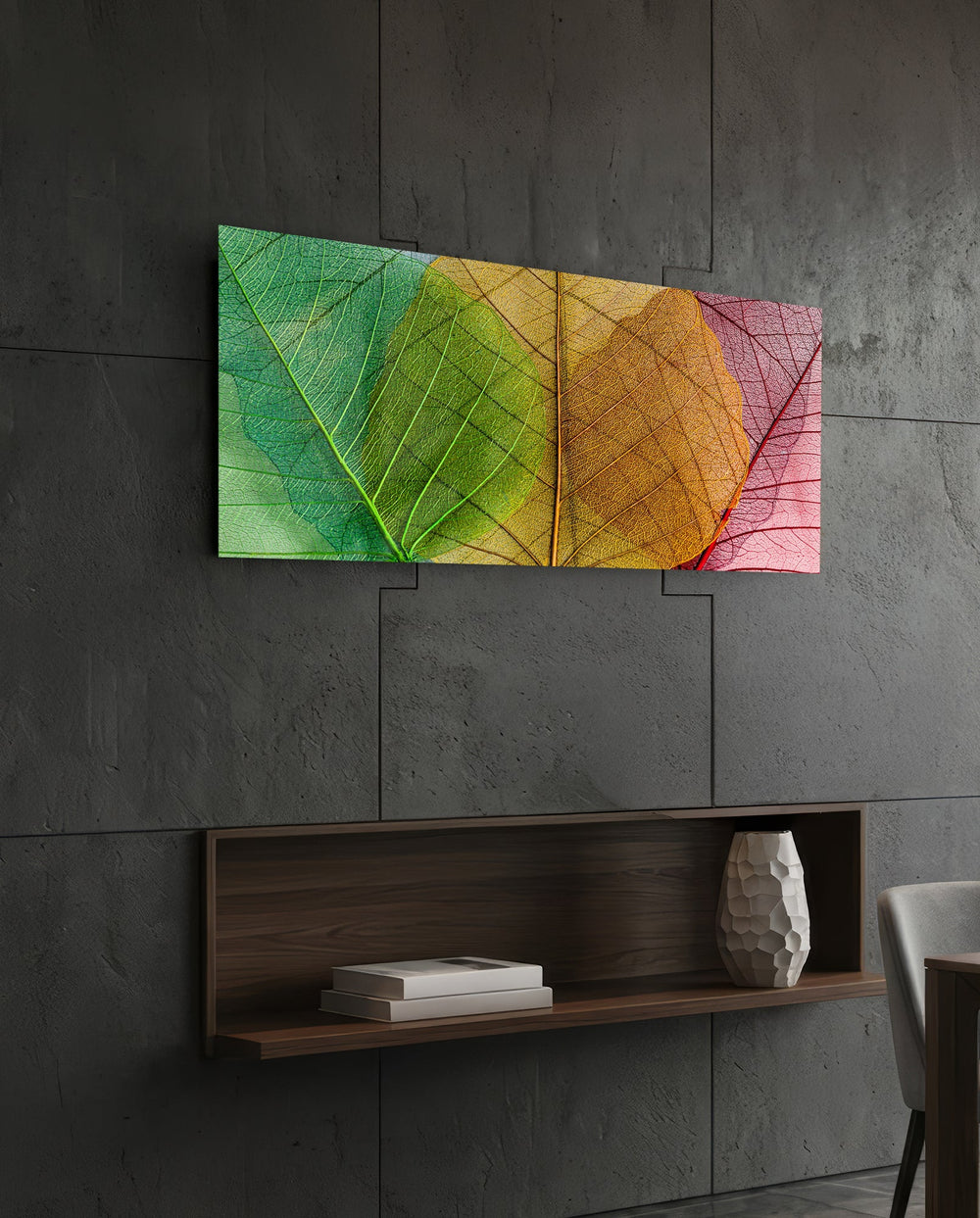 Leaves Glass Wall Art (36"x14") lifestyle preview B