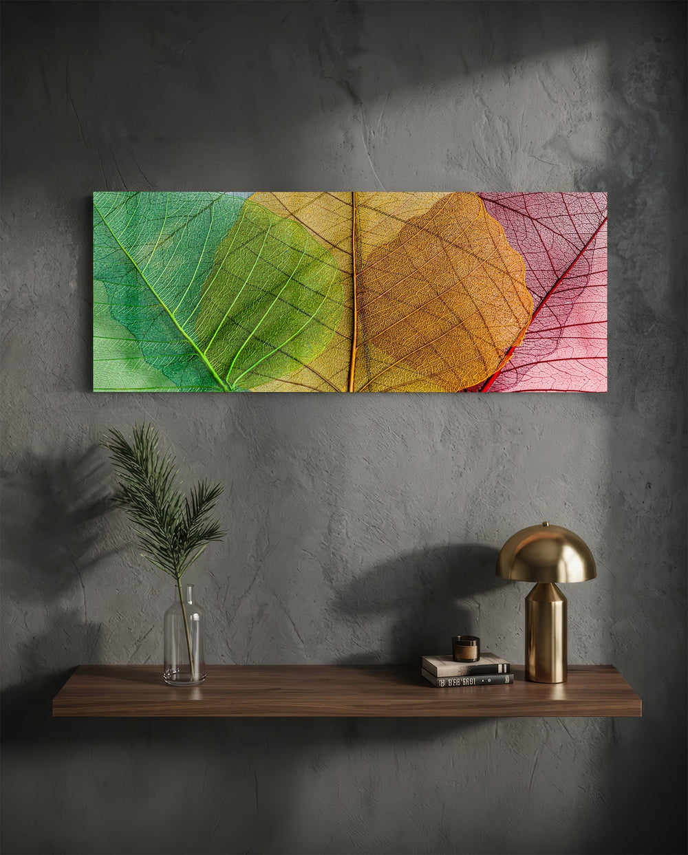 Leaves Glass Wall Art (36"x14") lifestyle preview D