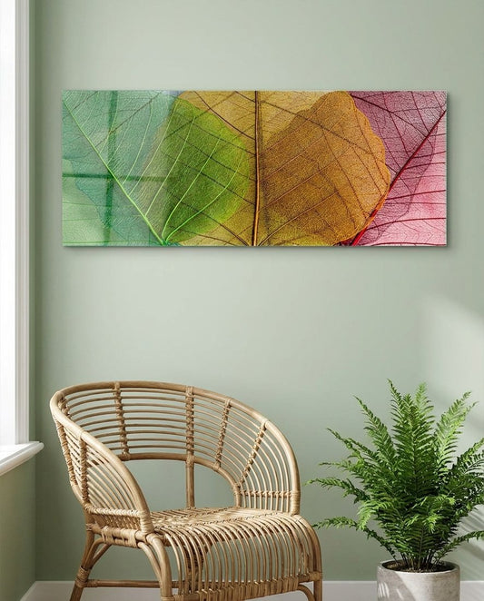 Leaves Glass Wall Art (36"x14")