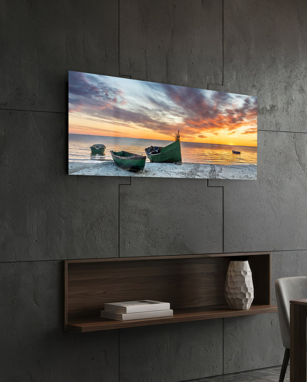 Sunset By The Sea Glass Wall Art (36"x14") lifestyle preview B