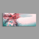 Coral And Teal Ink Burst Abstract Glass Wall Art lifestyle preview E