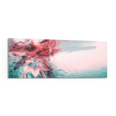 Coral And Teal Ink Burst Abstract Glass Wall Art lifestyle preview F