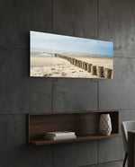 Weathered Wood Posts Pale Shore Glass Wall Art lifestyle preview B