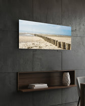 Weathered Wood Posts Pale Shore Glass Wall Art lifestyle preview B