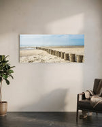 Weathered Wood Posts Pale Shore Glass Wall Art lifestyle preview C