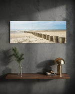 Weathered Wood Posts Pale Shore Glass Wall Art lifestyle preview D