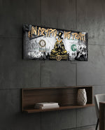 Golden Crypto Money Meditation Glass Wall Art (36"x14")