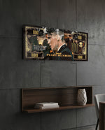 Golden Gangster Hundred Dollar Bill Glass Wall Art (36"x14")
