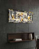 Golden Baroque Bunny Hundred Dollar Glass Wall Art (36"x14")