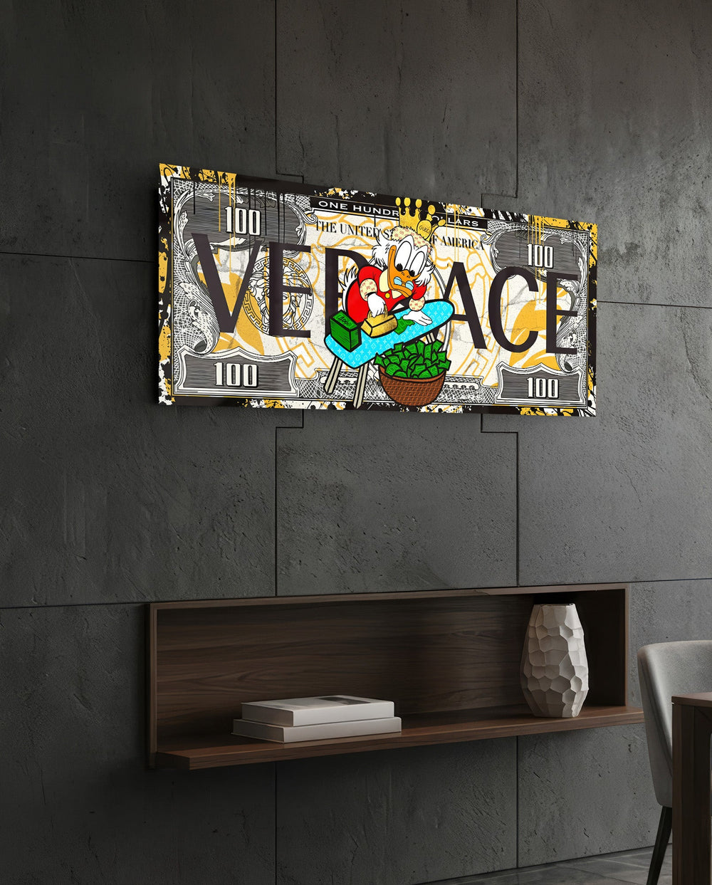 Golden Baroque Cash Ironing Glass Wall Art (36"x14")
