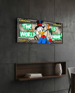 Neon Million Dollar Tycoon Glass Wall Art (36"x14")