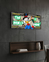 Neon Million Dollar Tycoon Glass Wall Art (36"x14")