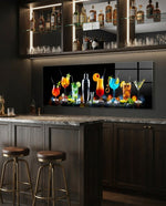 Colorful Cocktails Bar Glass Wall Art (36"x14")