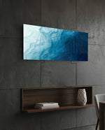 Flowing Blue Ocean Abstract Glass Wall Art (36"x14")