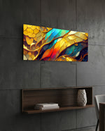 Gold and Teal Mosaic Glass Wall Art (36"x14")