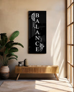 Balance Mind and Heart Typography Glass Wall Art (36"x14")