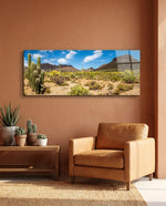 Saguaro Cactus Desert Landscape Glass Wall Art (36"x14")