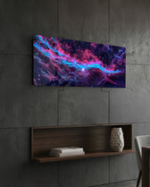 Pink and Blue Nebula Galaxy Glass Wall Art (36"x14")
