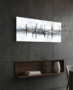 Gray and Orange Abstract Grunge Glass Wall Art (36"x14")
