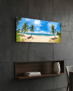 Tropical Palm Beach Panorama Glass Wall Art (36"x14")