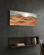 Golden Desert Dunes at Sunset Glass Wall Art (36"x14")