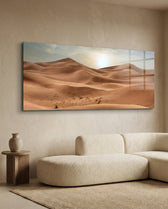 Golden Desert Dunes at Sunset Glass Wall Art (36"x14")