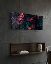 Neon Pink Tropical Leaves Glass Wall Art (36"x14")