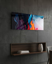 Flowing Neon Paint Abstract Glass Wall Art (36"x14")