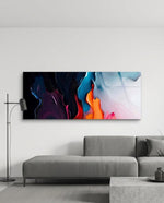 Flowing Neon Paint Abstract Glass Wall Art (36"x14")