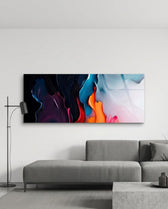 Flowing Neon Paint Abstract Glass Wall Art (36"x14")