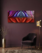 Symmetrical Purple and Red Petal Abstract Glass Wall Art (36"x14")