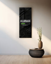 Motivational typography panel with a bold distressed word above a green segmented progress bar on a black textured ground. panoramic glass wall art A