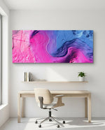 Pink Blue Fluid Contour Abstract Glass Wall Art (36"x14")