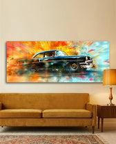 Classic Black Car Splash Glass Wall Art (36"x14")