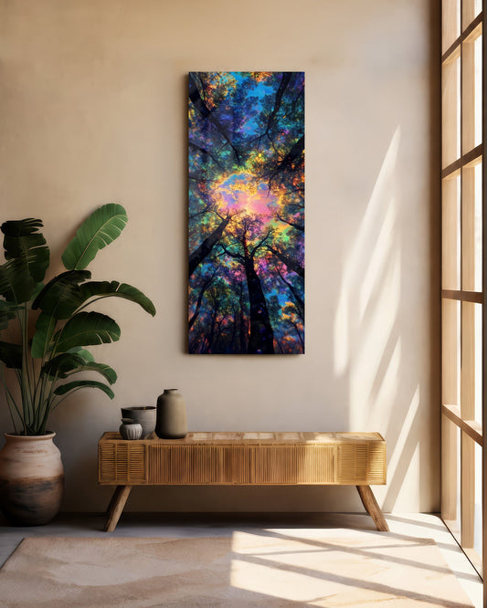 Enchanted Forest Canopy Glass Wall Art (36"x14")