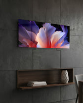 Purple and Coral Petal Bloom Glass Wall Art (36"x14")