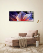 Purple and Coral Petal Bloom Glass Wall Art (36"x14")