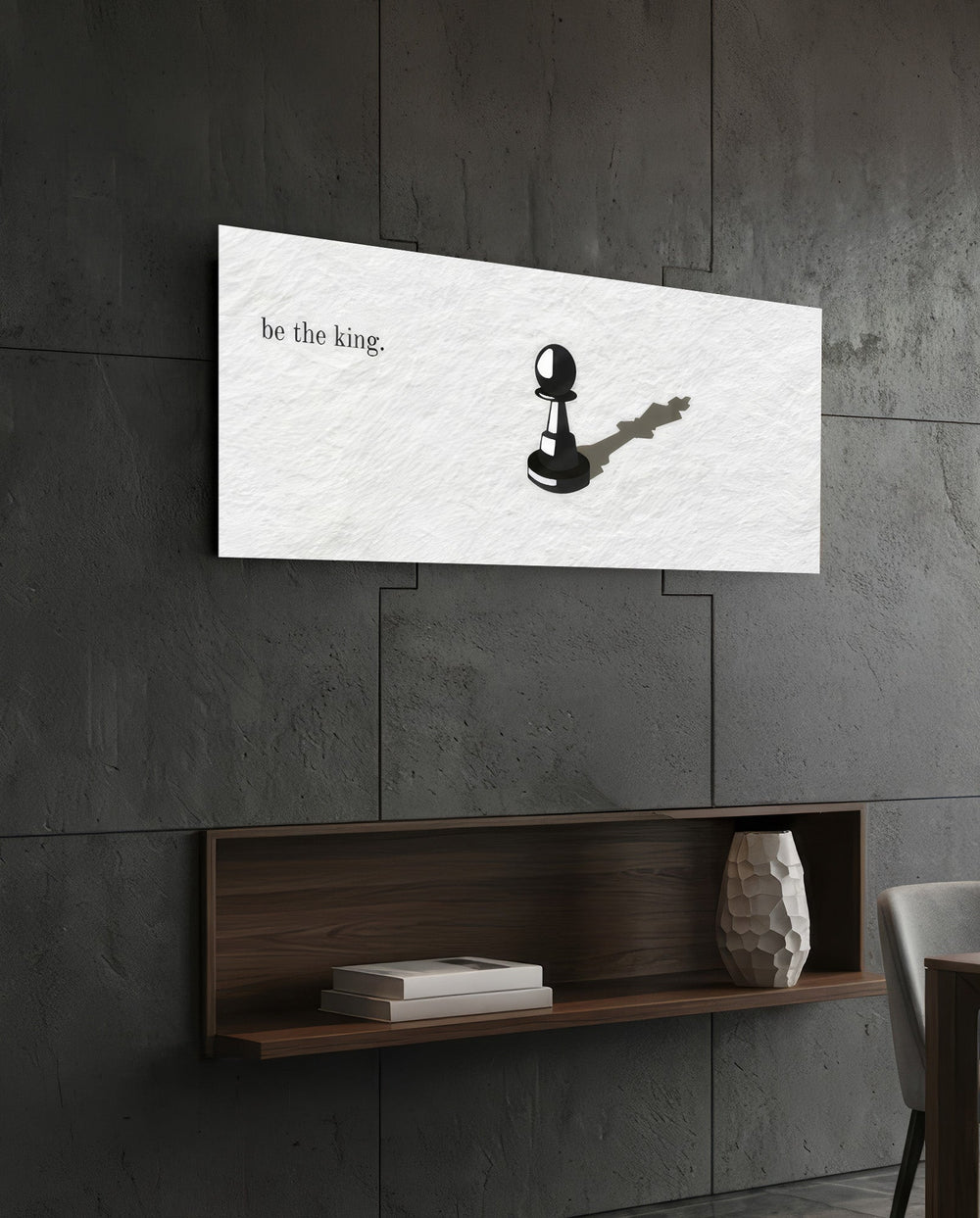 Chess Pawn King Shadow Glass Wall Art (36"x14")