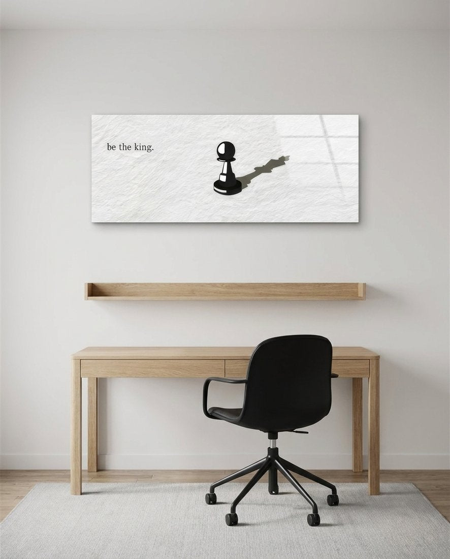 Chess Pawn King Shadow Glass Wall Art (36"x14")