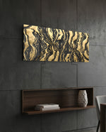 Black and Gold Marble Swirl Glass Wall Art (36"x14")