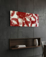 Red Lip Kiss Marks Glass Wall Art (36"x14")