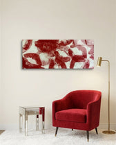 Red Lip Kiss Marks Glass Wall Art (36"x14")