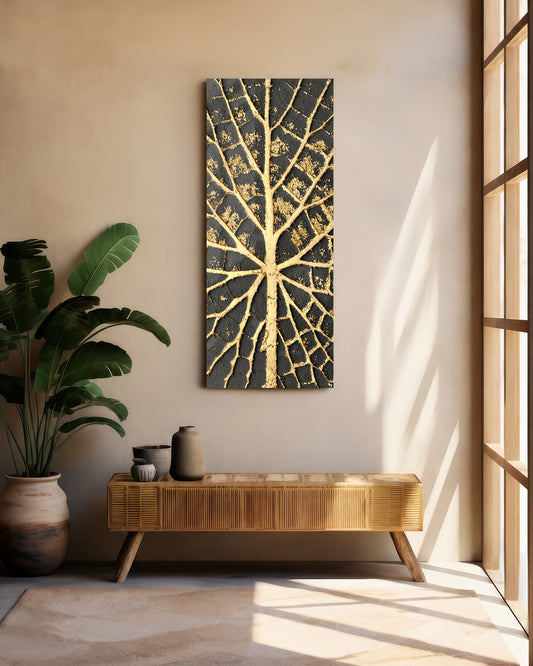 Golden Branching Tree Glass Wall Art (36"x14")
