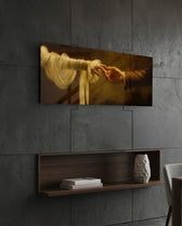 Golden Divine Touch Reaching Hands Glass Wall Art (36"x14")