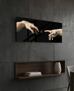 Loading Connection Reaching Hands Glass Wall Art (36"x14")